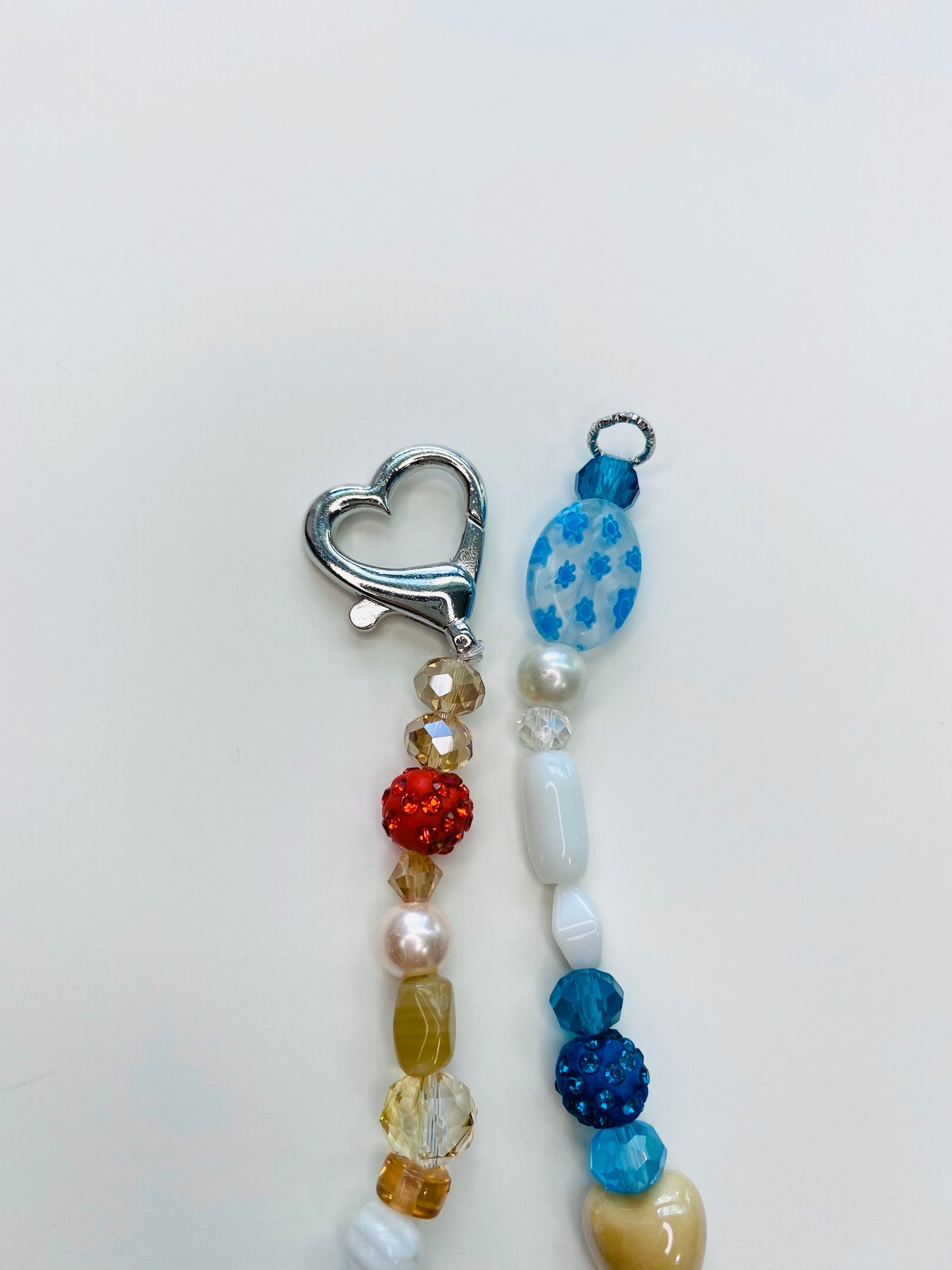 Neutral Tones with Red and Blue Colors Sparkle Handmade Necklace