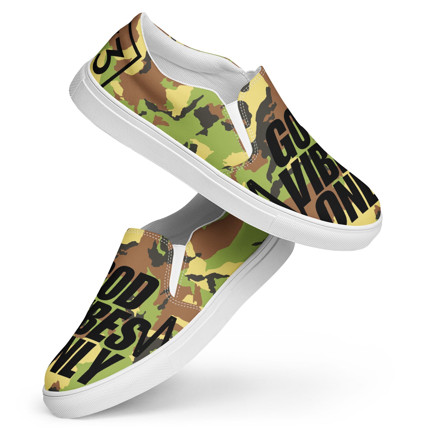 God Vibes Only Men’s slip-on canvas shoes